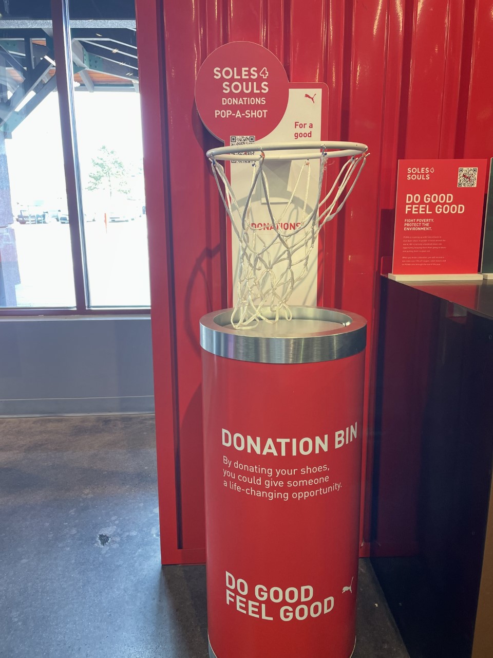 Donation bin for sneakers