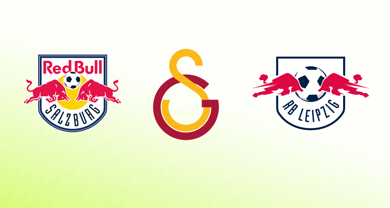 Logos von FC Red Bull Salzburg, Istambul und RB Leipzig.