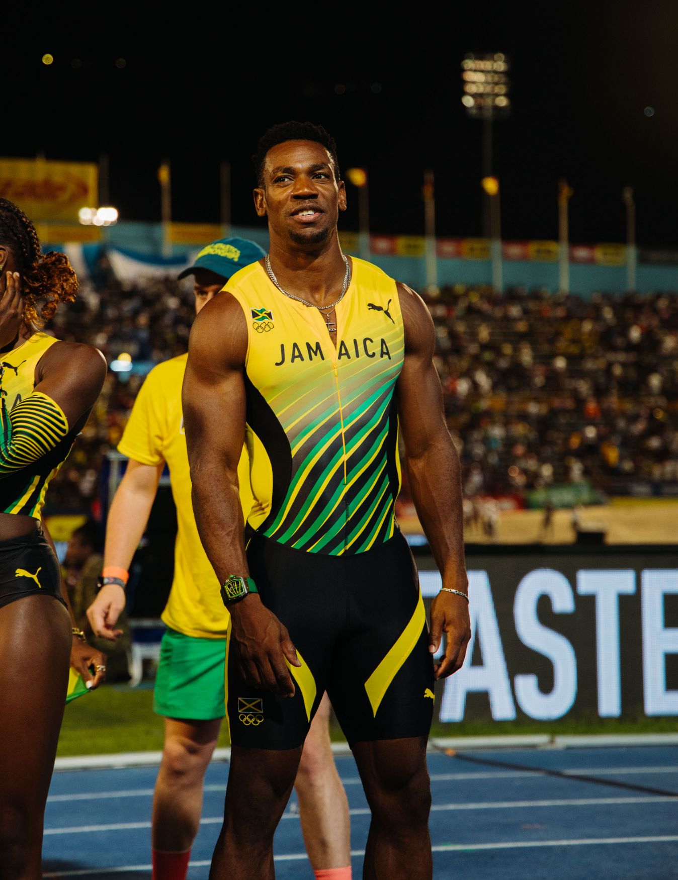 Yohan Blake at the Olympics for Jamaica.